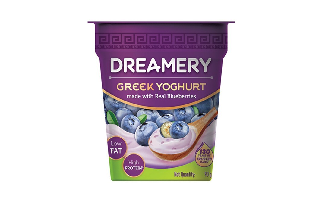 Dreamery Greek Yoghurt Made with Real Blueberries   Cup  90 grams